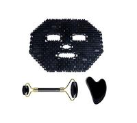 Máscara facial de jade de obsidiana Gouache raspador rodillo masajeador conjunto piedra natural Guasha belleza herramienta, tipo 2
