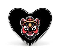 Máscara facial de la Ópera de Pekín china, insignia oriental en forma de corazón, broches bonitos, botones para decorar mochilas, chaquetas y sombreros.