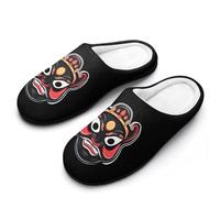 Máscara facial de ópera china de Beijing oriental, pantuflas para hombre, informales, cálidas, zapatos de casa con suela de goma para interiores y exteriores, Estilo:, 7-8(40-41)