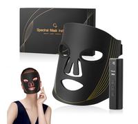 Máscara facial LED con terapia de luz roja, máscara de terapia de luz con 7 colores rojos, máscara de silicona con mando a distancia para rejuvenecer, contra las arrugas (estilo negro)