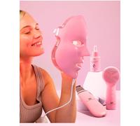 Máscara facial LED de terapia de luz, kit de spa premium (4 piezas) - con limpiador ultrasónico, cepillo ultrasónico y suero de té verde - 7 colores (azul y rojo) máscara de terapia de luz - Terapia