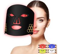 Máscara facial LED, máscara de terapia de luz roja con 4 modos de luz y control remoto, 216 bombillas LED, máscara de terapia de luz infrarroja de silicona flexible para acné arrugas rejuvenecimiento