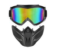 Máscara Facial Moto Antiniebla | Con Gafas Desmontables Y Pantalla De Protección Exterior A Prueba De Viento - Pantalla Facial Ajustable 2 en 1 para Soldadura, Para Esquiar, Soldadura, Bicicleta