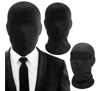 Máscara facial negra, 2 piezas, seda de hielo, transpirable, a prueba de sol, unisex, máscara de cabeza completa, tamaño libre, elástico de secado rápido, Halloween para disfraz de fiesta de cosplay