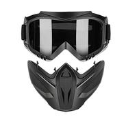 Máscara facial para moto antiniebla | Con gafas extraíbles y pantalla de protección exterior a prueba de viento, cubierta facial integral 2 en 1 ajustable, para hombres esquí ciclismo equitación