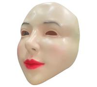 Máscara femenina, puente de nariz alta de látex con boca roja, máscara femenina realista para Halloween, maquillaje, crossdressing, cosplay, máscaras faciales realistas para mujer