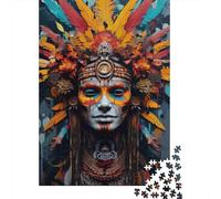 Máscara Guerrero Nativo 1000 Piezas Papel Ecológico Paquete De Rompecabezas para Adultos Y Niños De 12 Años Juego De Familia Decoración De Paredes Paquete De Valor 38x26cm/1000pcs
