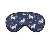 Máscara infantil para dormir con diseño de unicornios mágicos y arcoíris con correa ajustable, cómoda y suave, ayuda para dormir, antifaz que bloquea la luz