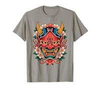 Máscara Japonesa Demon Yokai Devil Cherry Blossom Hannya Oni Camiseta