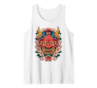 Máscara Japonesa Demon Yokai Devil Cherry Blossom Hannya Oni Camiseta sin Mangas