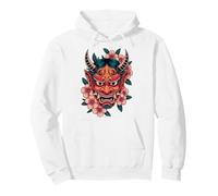 Máscara Japonesa Demon Yokai Devil Cherry Blossom Hannya Oni Sudadera con Capucha