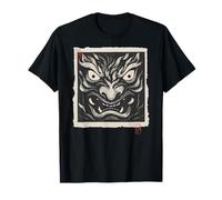 Máscara japonesa Oni Demon Yokai Vintage Woodblock Print Camiseta