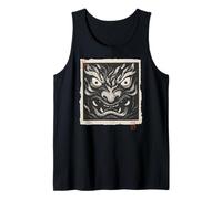 Máscara japonesa Oni Demon Yokai Vintage Woodblock Print Camiseta sin Mangas