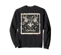 Máscara japonesa Oni Demon Yokai Vintage Woodblock Print Sudadera
