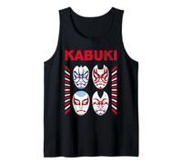 Máscara Kabuki diseño Rock japonés con Estilo Glam Divertido Camiseta sin Mangas