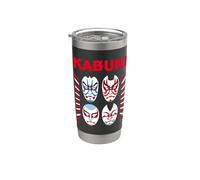 Máscara Kabuki diseño rock japonés con estilo glam divertido Vaso térmico de acero inoxidable de doble pared