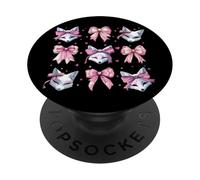 Máscara Kitsune Fox para niña, coqueta, lazo rosa, mamá PopSockets PopGrip Adhesivo