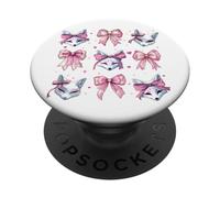 Máscara Kitsune Fox para niña, Coqueta, Lazo Rosa, mamá PopSockets PopGrip Adhesivo