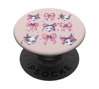 Máscara Kitsune Fox para niña, Coqueta, Lazo Rosa, mamá PopSockets PopGrip Adhesivo