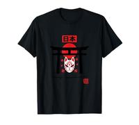 Máscara Kitsune Japón Hoja de Arce Puerta Torii Espíritu Camiseta