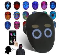 Máscara Led con reconocimiento de voz y detección de gestos, máscara luminosa con aplicación programable para personalizar patrones, máscara luminosa para disfraces de Halloween y Navidad