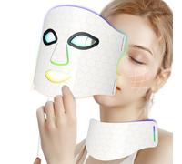 Mascara Led Facial en 7 Colores, Mascarilla Led Cuello Tienen Efectos Rejuvenecedores de La Piel, Antienvejecimiento y Antiarrugas,Recargable Mascara Facial Led