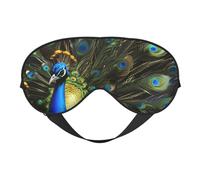 Máscara ligera para dormir con estampado de plumas de pavo real, transpirable, bloquea la luz, viajes, yoga, aventuras al aire libre
