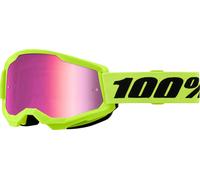 Máscara Moto Strata 2 Gafas 100% Amarillo Fluorescente, Verde Fluorescente