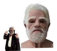 Máscara Old Man, Látex Realista Old Man Mask con cabello blanco, Masilla de cosplay de Halloween de la cara de arrugas para adultos para adultos