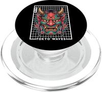 Máscara Oni Oni Face Devil Japanese Demon Tattoo Grid Oni Oni PopSockets PopGrip para MagSafe