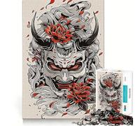 Máscara Oni para Adultos, Rompecabezas de 1000 Piezas, Juguete Que desafía la Mente, Escape Tranquilo, Pieza de colección de Arte de Corte de Calidad (38x26cm)