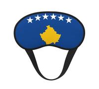 Máscara opaca para dormir con bandera de Kosovo, poliéster suave, antiluz, elegante, adecuado para hombres y mujeres, para el trabajo diario y viajes al aire libre.