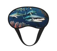 Máscara opaca para dormir con diseño de tiburones bajo el mar, poliéster suave, antiluz, elegante, adecuado para hombres y mujeres, para el trabajo diario y viajes al aire libre.