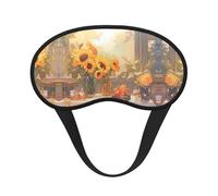 Máscara opaca para dormir con estampado de girasoles bajo el alféizar de la ventana, cómoda cubierta para los ojos, ajustable, perfecta para viajes, meditación y camping