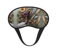 Máscara opaca para dormir con estampado de plumas y flores, cómoda cubierta para los ojos, bloqueo de luz, perfecta para viajes, meditación y camping