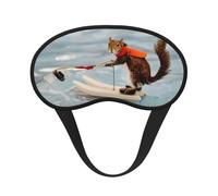 Máscara opaca para dormir con estampado de zorro y ardilla para esquí acuático, cubierta contorneada para dormir de lado, banda elástica ajustable