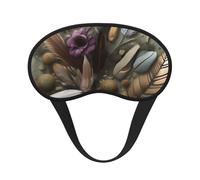 Máscara opaca para dormir con plumas y flores, poliéster suave, antiluz, elegante, adecuada para hombres y mujeres, para el trabajo diario y viajes al aire libre.