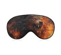 Máscara opaca suave para dormir con diseño de lobo salvaje en el fuego, cubre ojos de viaje cero presión ocular, súper ligero, sedoso, suave, con correa ajustable para mujeres y hombres