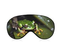 Máscara opaca suave para dormir con diseño de rana de árbol de la paz, cubierta de ojos de viaje, cero presión ocular, súper ligera, sedosa, suave, con correa ajustable para mujeres y hombres