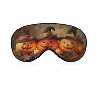 Máscara para dormir, calabazas, sombreros de bruja, velas, hojas de otoño, máscara de dormir para mujeres y hombres, correa ajustable, cubierta de ojos vendados para viajes, yoga, siesta, trabajo