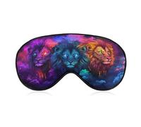 Máscara para dormir con 3 leones mágicos, colores neón, máscara para dormir para mujeres y hombres, correa ajustable, cubierta de ojos vendados, para viajes, yoga, siesta, trabajo