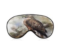 Máscara para dormir con acuarela de halcón sentado en el árbol Máscara para dormir con bloqueo de luz, cubierta para ojos con correa ajustable, cubierta para dormir con protección para los ojos