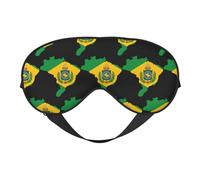 Máscara para dormir con correa ajustable y suave para mujeres, hombres, viajes, trabajo y hogar, con mapa de la bandera de Brasil 2