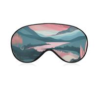 Máscara para dormir con diseño abstracto de montañas y amanecer, máscara elástica opaca para dormir, para una noche de sueño completo, viajes y siestas