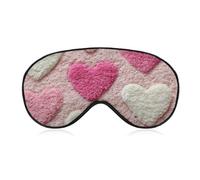 Máscara para dormir con diseño bordado de corazones rosas y blancos, para mujeres y hombres, correa ajustable, cubierta de ojos vendados, para viajes, yoga, siesta, trabajo