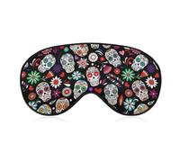 Máscara para dormir con diseño de calavera de azúcar del Día de los Muertos con correa ajustable, cómoda máscara de ojos suave, ayuda para dormir, máscaras de ojos que bloquean la luz
