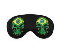 Máscara para dormir con diseño de calavera de la bandera de Brasil, para dormir con los ojos vendados con correa ajustable, bloquea la luz nocturna, siesta de viaje para hombres y mujeres