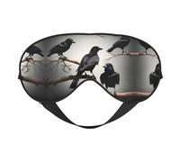 Máscara para dormir con diseño de cuervo negro con diseño de pájaros en una rama que bloquea la luz, suave y transpirable, para dormir, viajes, siesta en casa