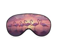 Máscara para dormir con diseño de flamencos de pie en el agua al atardecer, para mujeres y hombres, correa ajustable, cubierta de ojos vendados, para viajes, yoga, siesta, trabajo