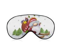 Máscara para dormir con diseño de gnomo de acuarela, Papá Noel esquiando, venda para los ojos de gnomo navideño para adultos, máscara para dormir suave y ajustable para hombres y mujeres, juegos de si